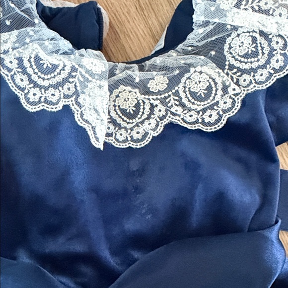 Luli & Me Navy Dress with Ivory Lace - Picture 4 of 4